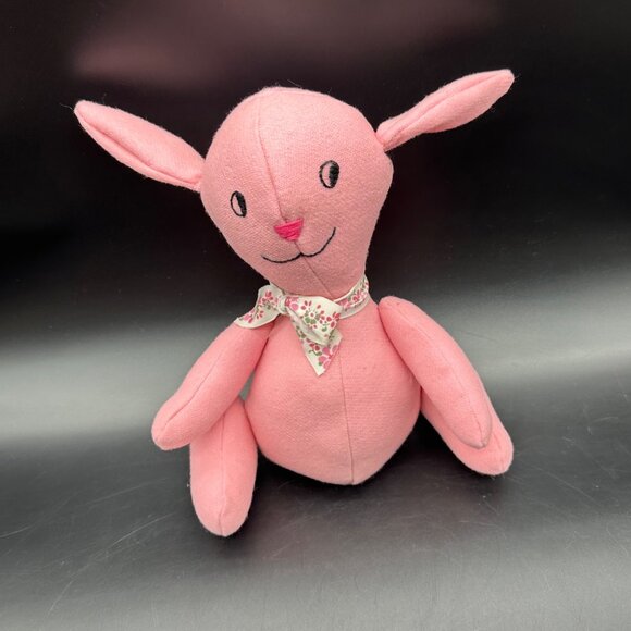 Handmade Other - Handmade Pink Stuffed Bunny Rabbit Plush Animal Kitschy Cottage Vintage Floral